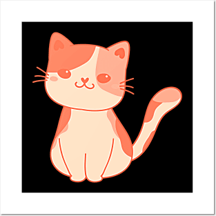 Smiling Calico Kitten Orange Posters and Art